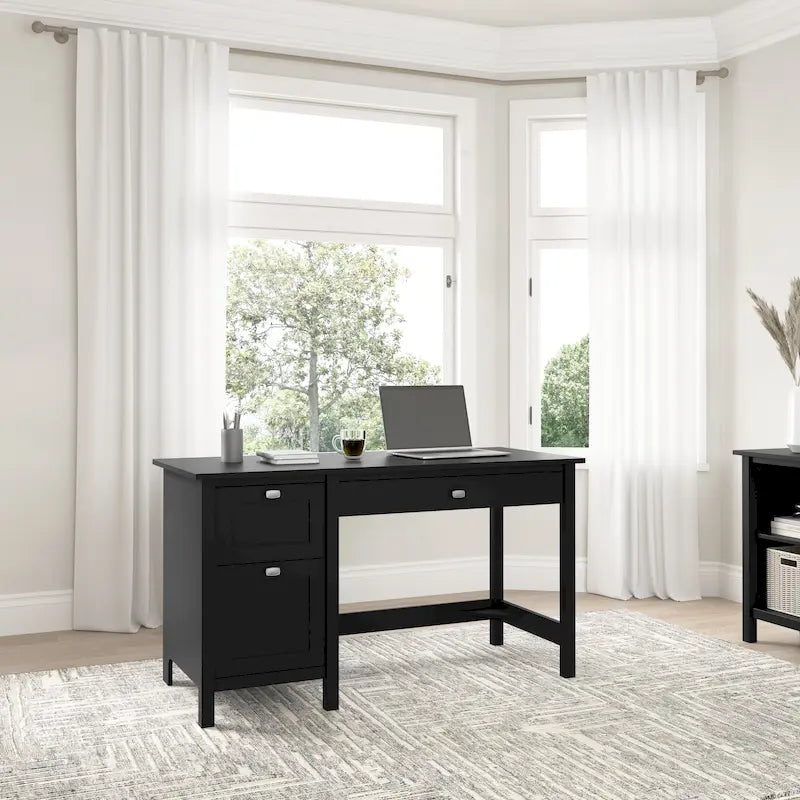 54" Home Office Computer Desk – File Drawer, Keyboard Tray & Box Drawer