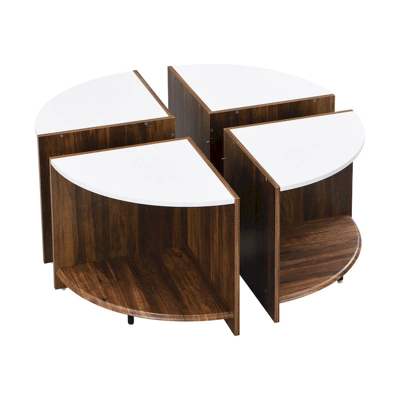 Mason Industrial Round Coffee Table – 2-Tier Storage, Geometric Design, 36.61" Diameter