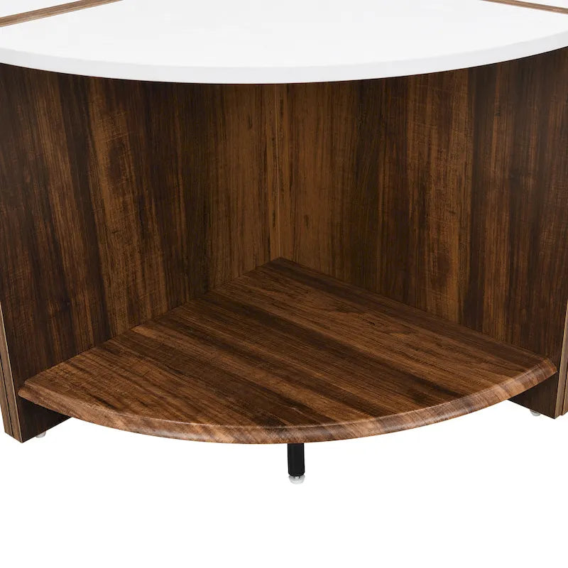 Mason Industrial Round Coffee Table – 2-Tier Storage, Geometric Design, 36.61" Diameter