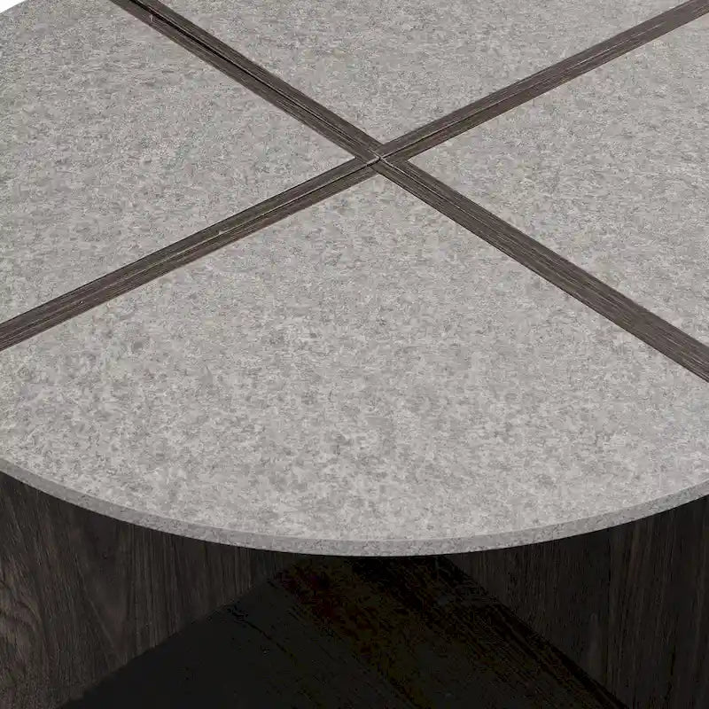 Mason Industrial Round Coffee Table – 2-Tier Storage, Geometric Design, 36.61" Diameter