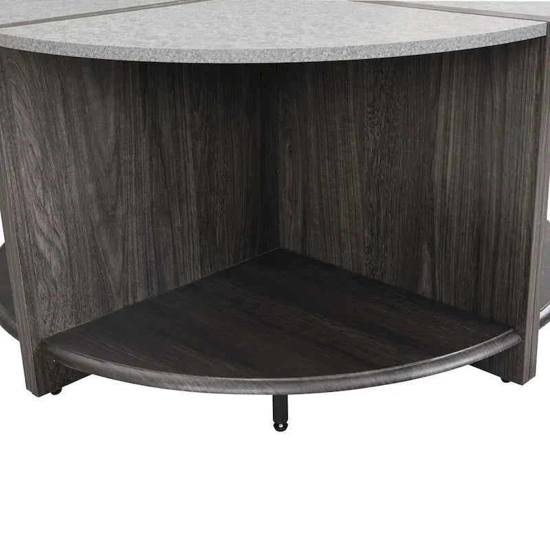 Mason Industrial Round Coffee Table – 2-Tier Storage, Geometric Design, 36.61" Diameter