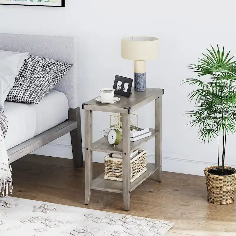 Farmhouse End Table, 3 Tier Rustic Side Table