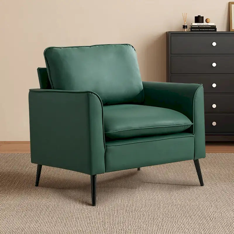 Green Modern 25.99 Upholstered Accent Chair with Waist Pillows and Soft Cushions