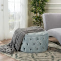 Zelfa Modern Glam Tufted Velvet Round Ottoman – Button-Tufted, 300 lb Capacity