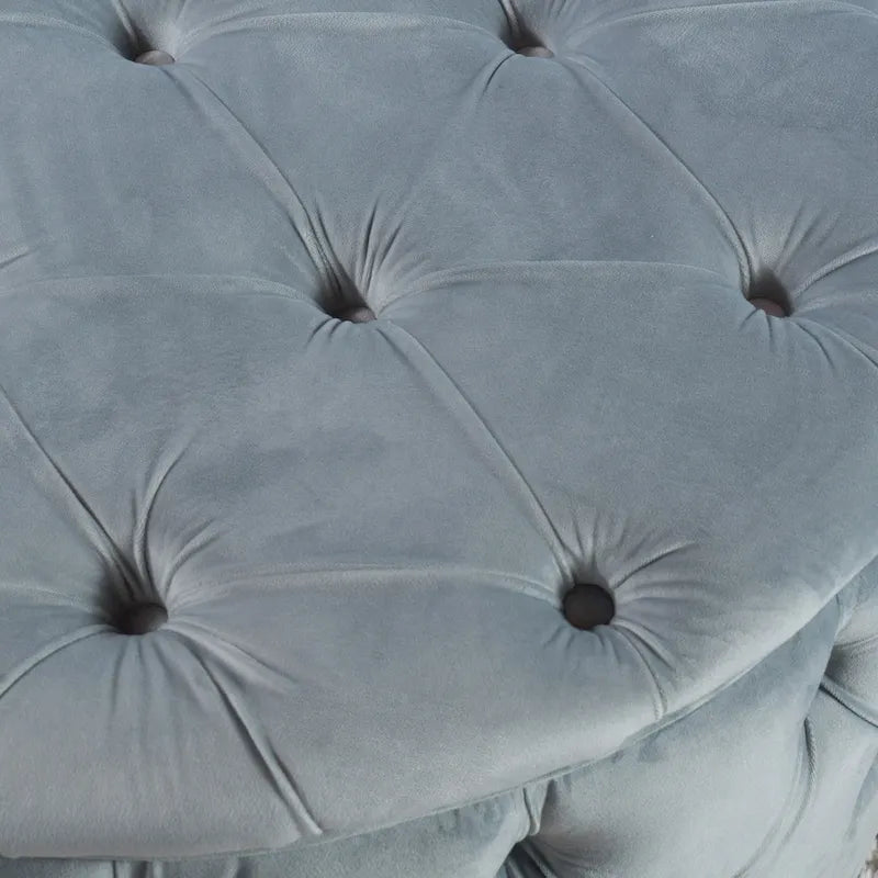 Zelfa Modern Glam Tufted Velvet Round Ottoman – Button-Tufted, 300 lb Capacity