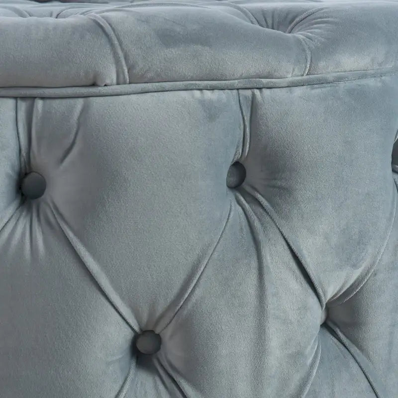 Zelfa Modern Glam Tufted Velvet Round Ottoman – Button-Tufted, 300 lb Capacity