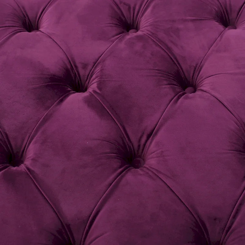 Zelfa Modern Glam Tufted Velvet Round Ottoman – Button-Tufted, 300 lb Capacity