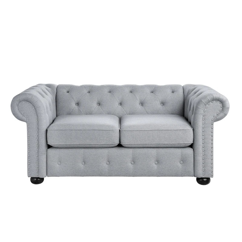 Tufted Chesterfield Loveseat Sofa – Classic Upholstered 2-Seater Couch