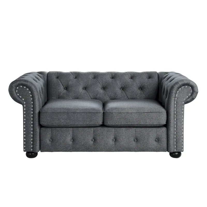 Tufted Chesterfield Loveseat Sofa – Classic Upholstered 2-Seater Couch