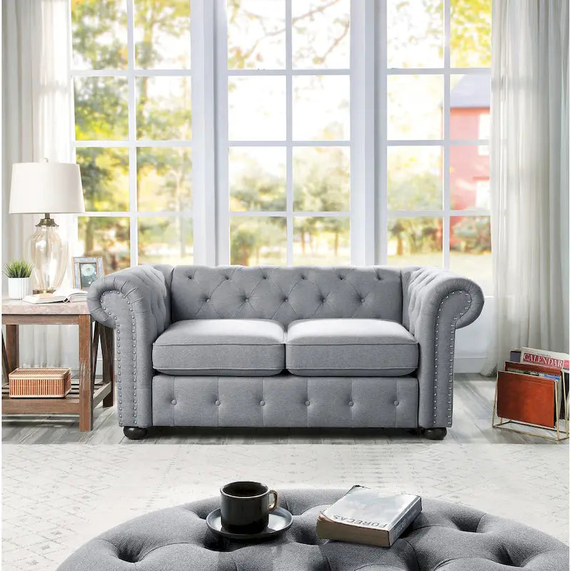 Corvus Aleksis Tufted Chesterfield Loveseat Sofa