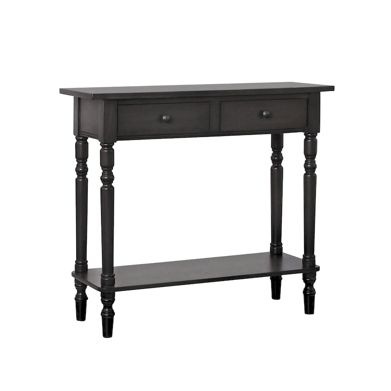 Traditional Wood Console Table – 2 Drawers, Open Shelf, 3 Color Options, 38"W