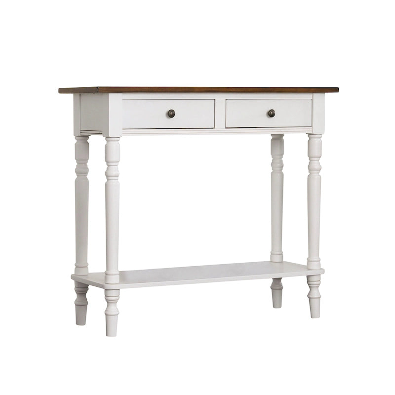 Traditional Wood Console Table – 2 Drawers, Open Shelf, 3 Color Options, 38"W