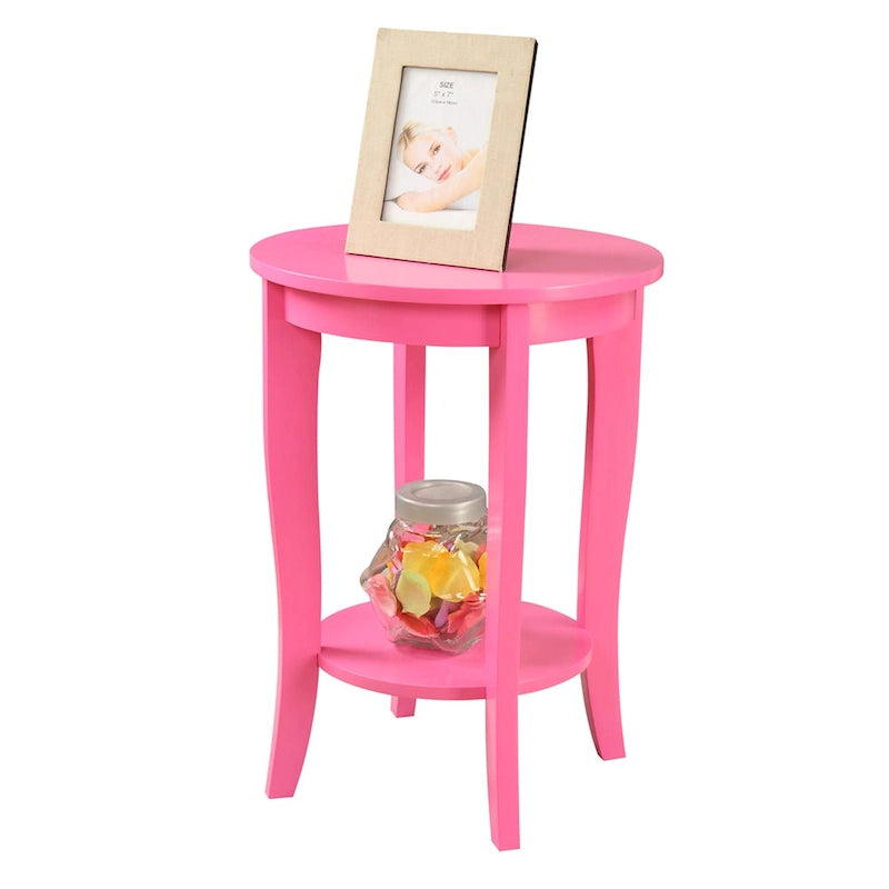 Convenience Concepts American Heritage Round End Table with Shelf
