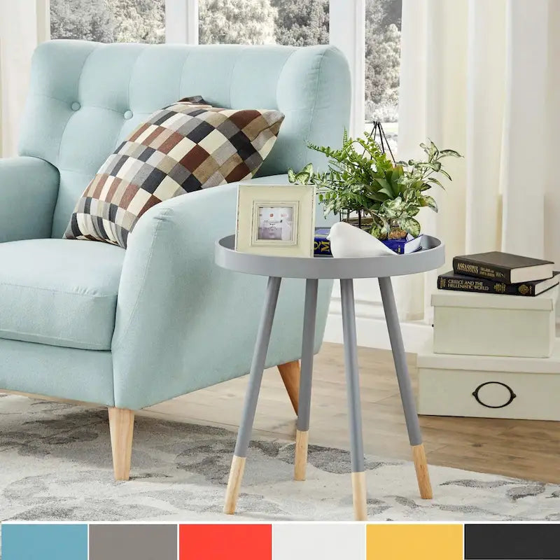 Marcella Paint-Dipped Round Tray-Top Side Table by iNSPIRE Q Modern