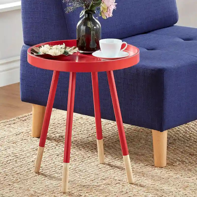 Marcella Paint-Dipped Round Tray-Top Side Table by iNSPIRE Q Modern