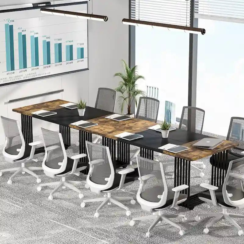 70.9 Modern Office Desk Wood Computer Desk, White Gold Executive Desk