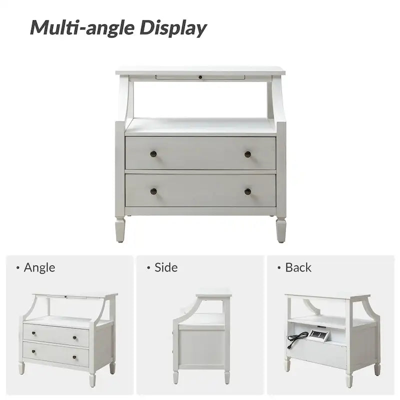 Jennifer 2 - Drawer Nightstand with Built-In Outlets and Pull-out Tray Set of 2 by HULALA HOME