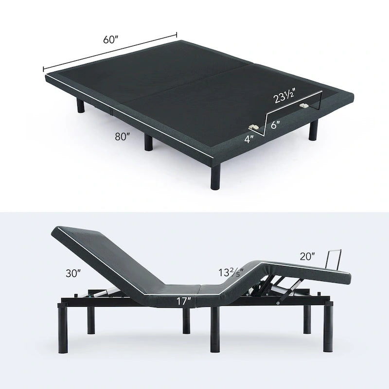 CO-Z Massaging Zero Gravity Adjustable Bed with Wireless Remote and Underbed Lighting