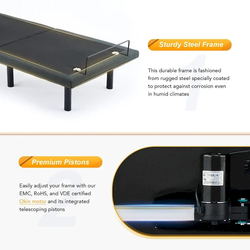 CO-Z Massaging Zero Gravity Adjustable Bed with Wireless Remote and Underbed Lighting
