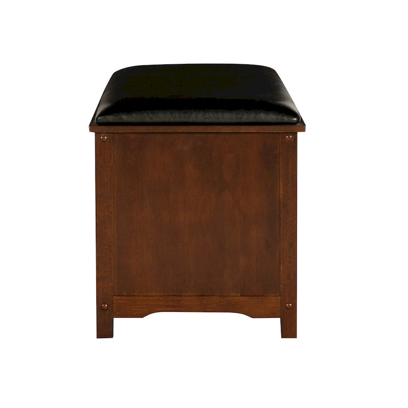 Joan Dark Walnut Faux Leather Storage Cube Entryway Bench