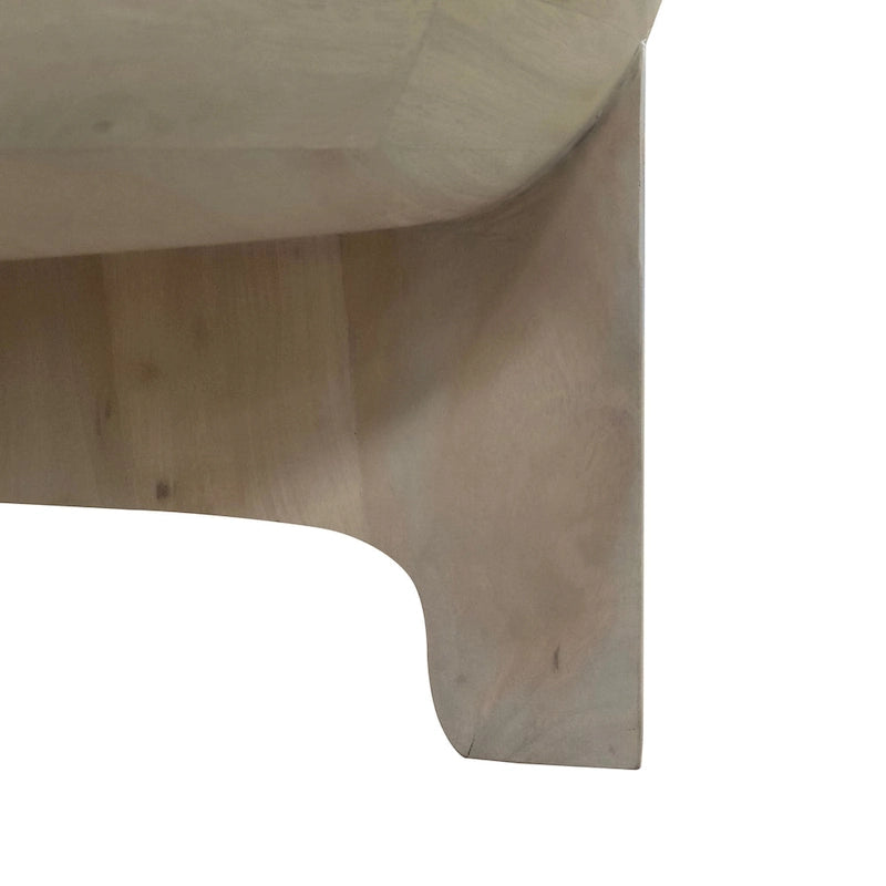 Tomas 32 Inch Coffee Table, Mango Wood Drum Top, Classic Washed White