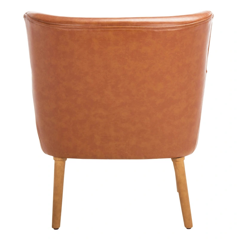 Mid-Century Vegan Leather Wingback Accent Chair – Tapered Legs, 28"W x 30"D x 33"H