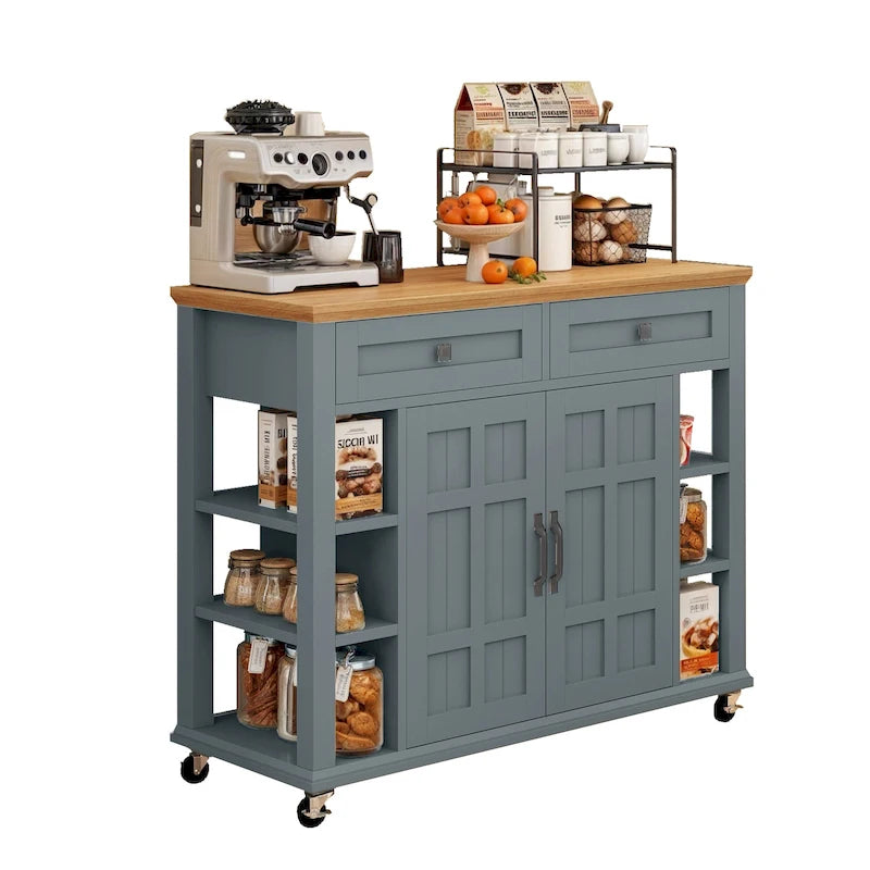 Rolling Kitchen Island with Storage & Drawers – Compact Mobile Kitchen Cart