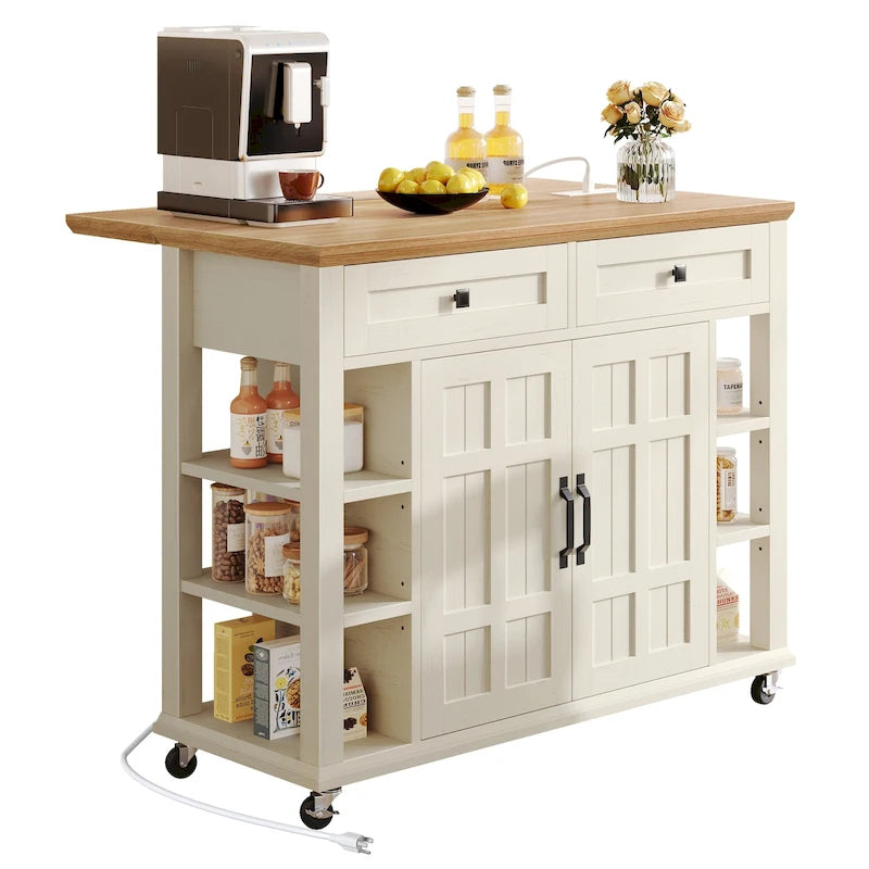 Rolling Kitchen Island with Storage & Drawers – Compact Mobile Kitchen Cart