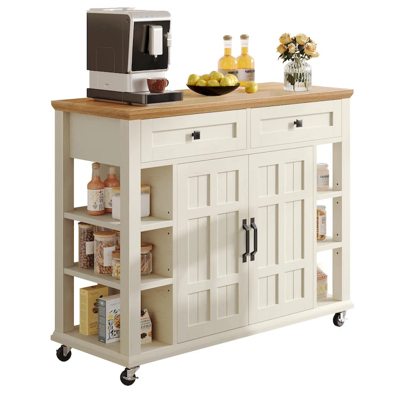 Rolling Kitchen Island with Storage & Drawers – Compact Mobile Kitchen Cart