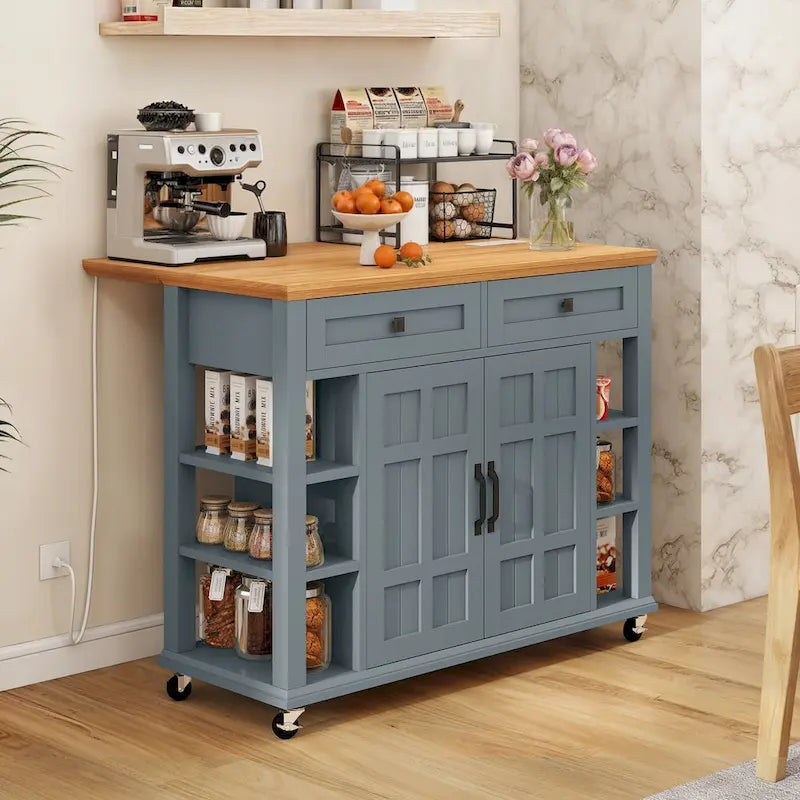 Moasis Rolling Kitchen Island with Storage & Drawers