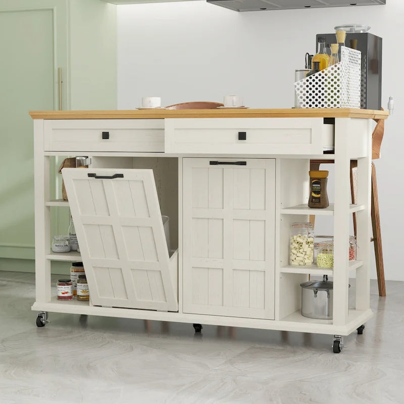 Moasis Rolling Kitchen Island with Storage & Drawers