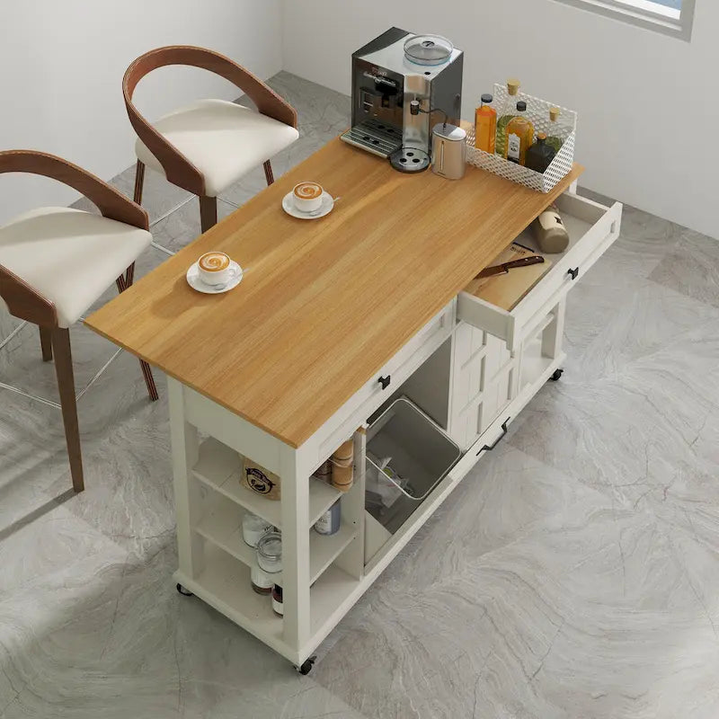 Moasis Rolling Kitchen Island with Storage & Drawers