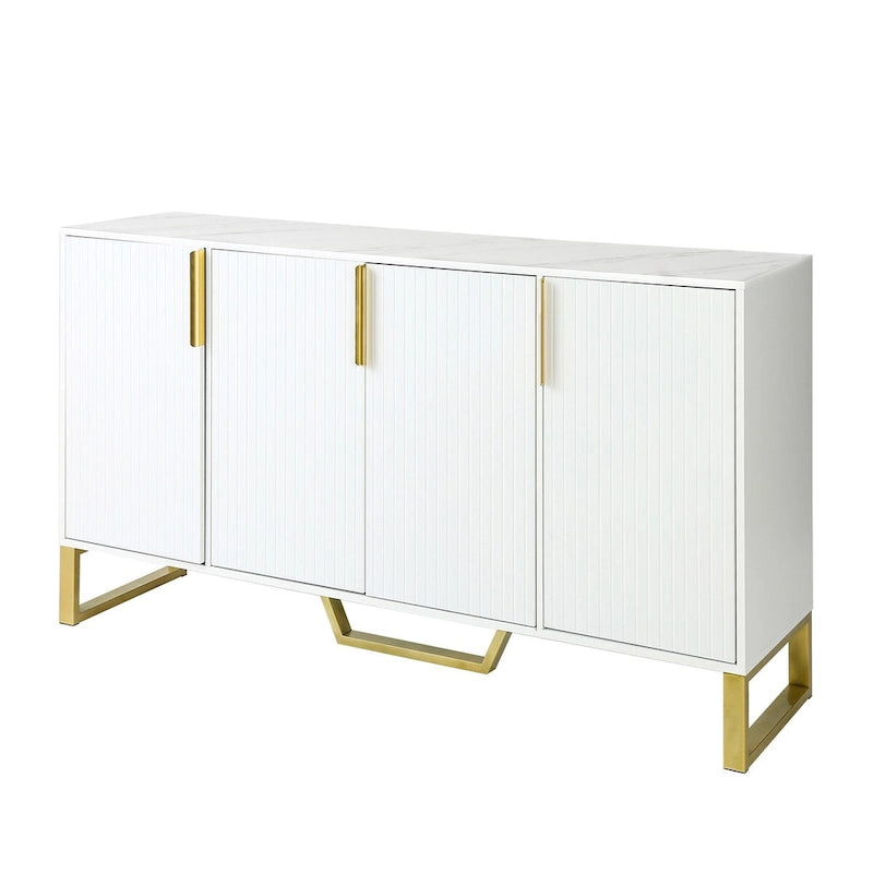 Modern sideboard with Four Doors, Metal handles & Legs and Adjustable Shelves Kitchen Cabinet