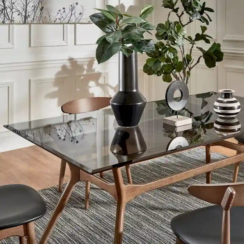 Nadine Mid-Century Dark Walnut Finish Rectangular Dining Table by iNSPIRE Q Modern