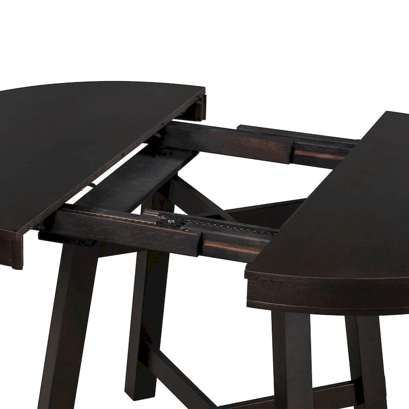 Round Extendable Wood Kitchen Dining Table with 16 Leaf