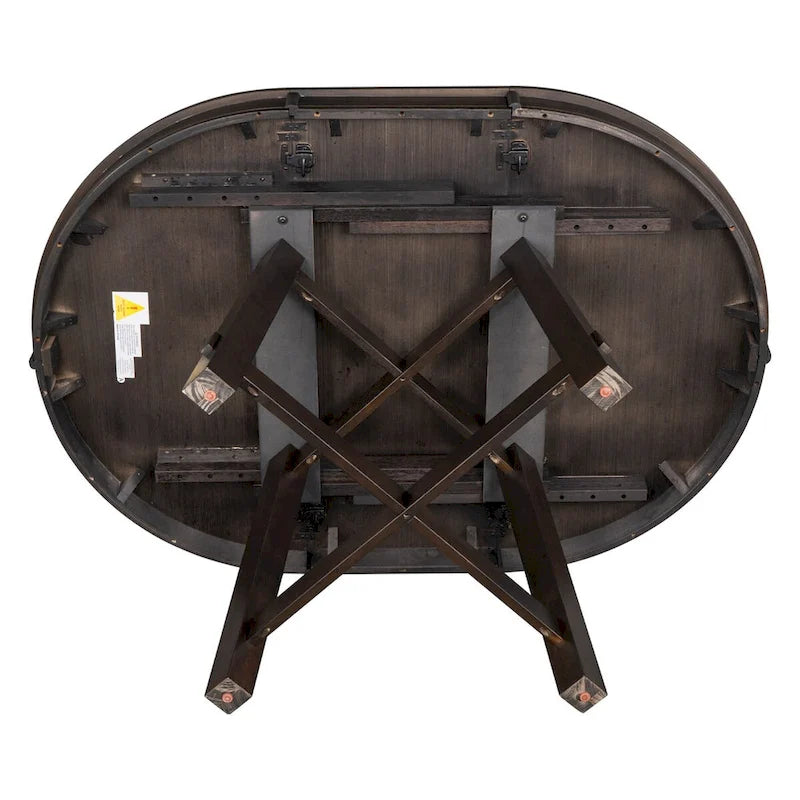 Round Extendable Wood Kitchen Dining Table with 16 Leaf