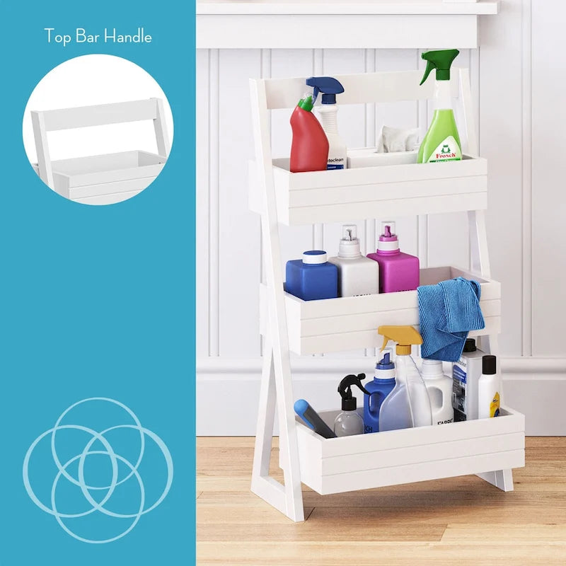 RiverRidge Home Lightweight Portable 3-Shelf Storage Caddy Organizer - White