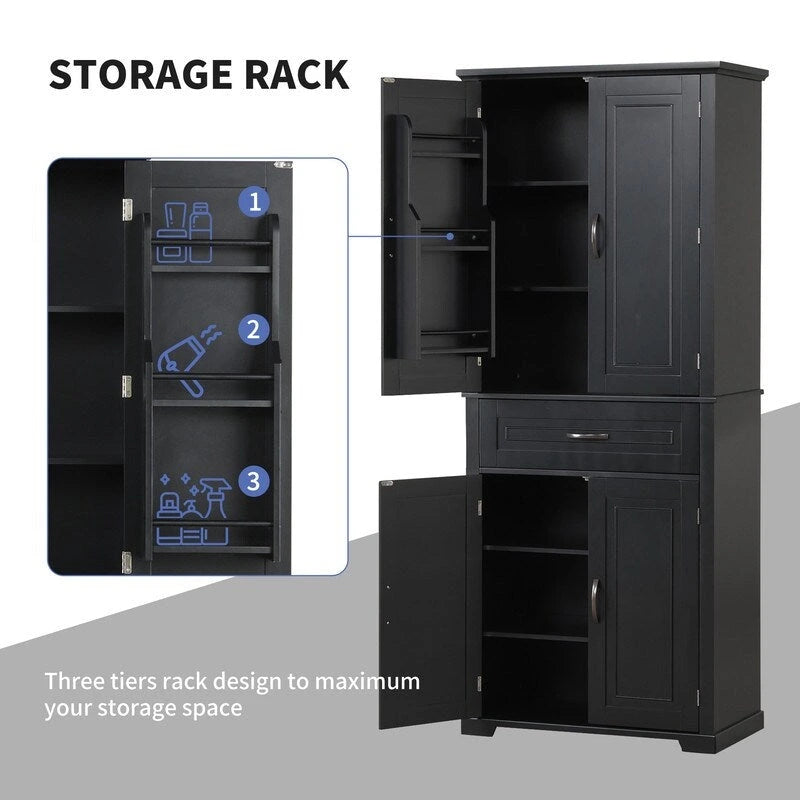Bathroom Storage Cabinet with Doors and Drawer, Multiple Storage Space, Adjustable Shelf