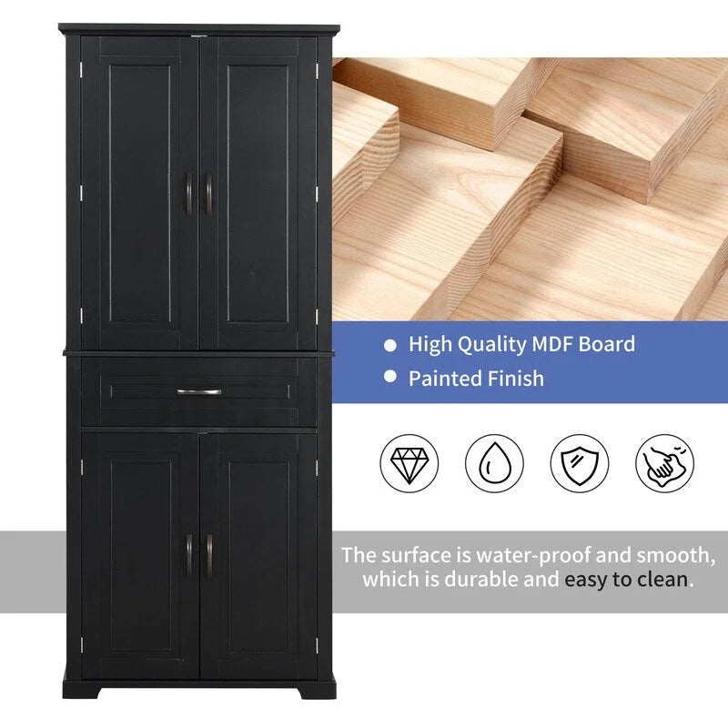 Bathroom Storage Cabinet with Doors and Drawer, Multiple Storage Space, Adjustable Shelf