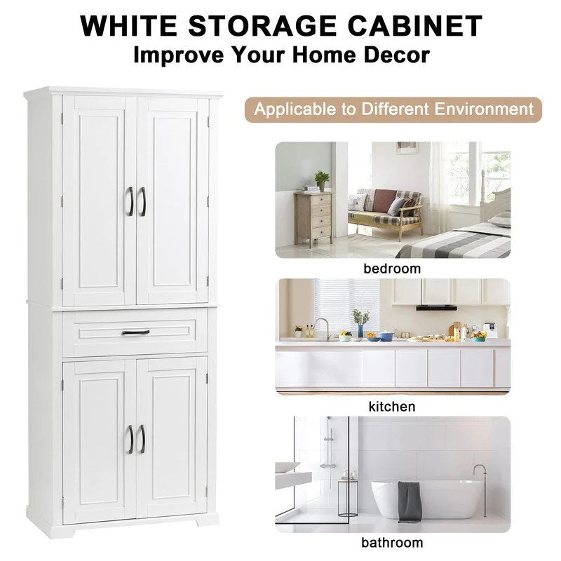 Bathroom Storage Cabinet with Doors and Drawer, Multiple Storage Space, Adjustable Shelf