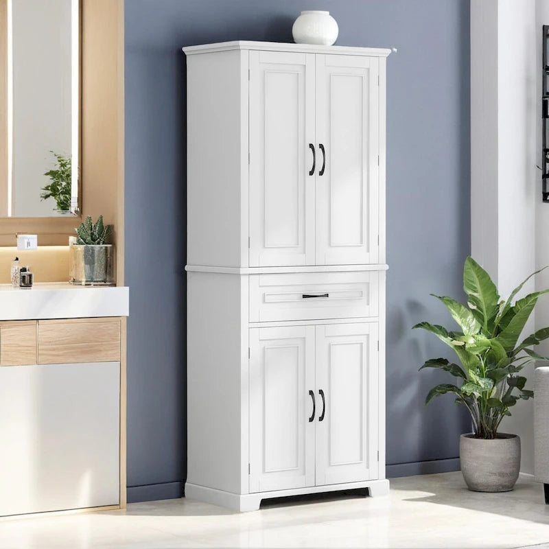 Bathroom Storage Cabinet with Doors and Drawer, Multiple Storage Space, Adjustable Shelf