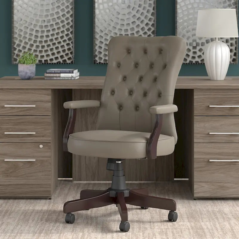 Salinas High-Back Tufted Office Chair with Arms – Adjustable, 275 lb Capacity, 360° Swivel