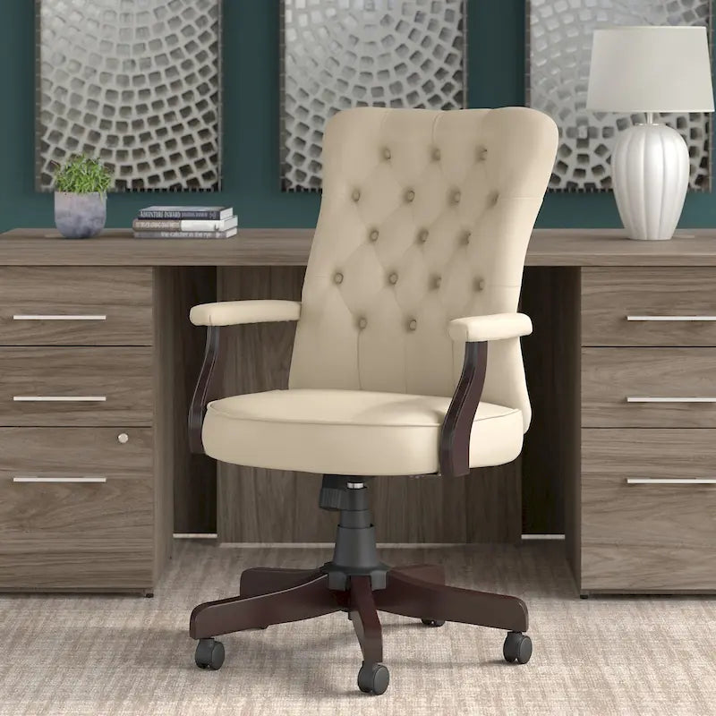 Salinas High-Back Tufted Office Chair with Arms – Adjustable, 275 lb Capacity, 360° Swivel