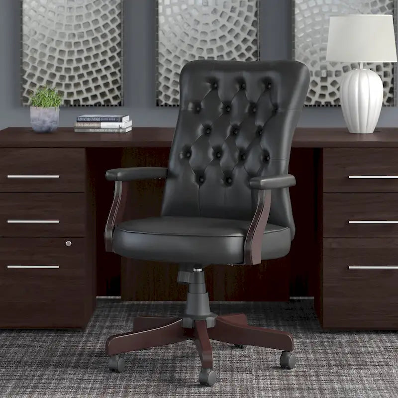 Salinas High-Back Tufted Office Chair with Arms – Adjustable, 275 lb Capacity, 360° Swivel