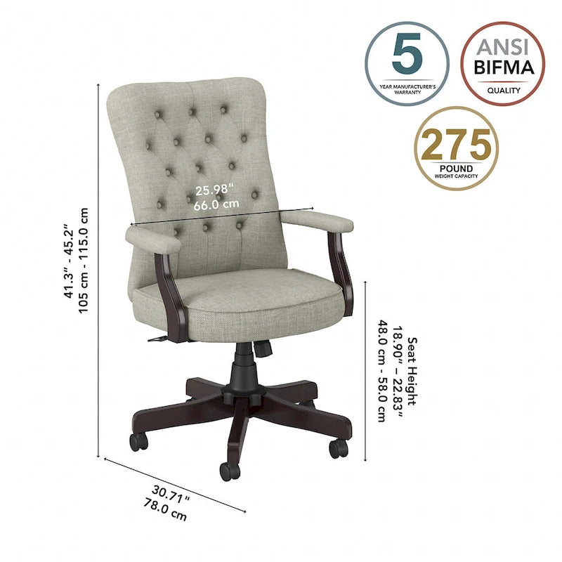 Salinas High Back Tufted Office Chair with Arms by Bush Furniture